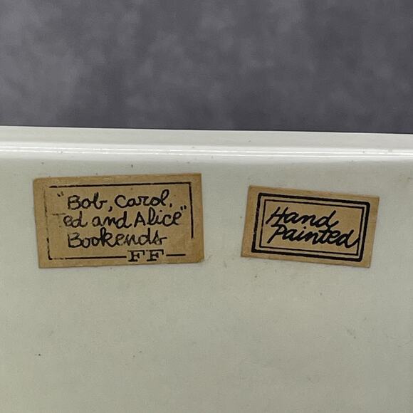 HTF 1977 Fitz & Floyd Bookend Movie Bob Carol Ted Alice Bed Sleepy Japan Whimsy - Picture 6 of 8